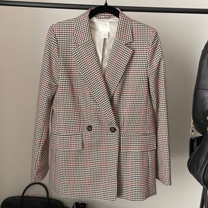 Houndstooth double breasted blazer